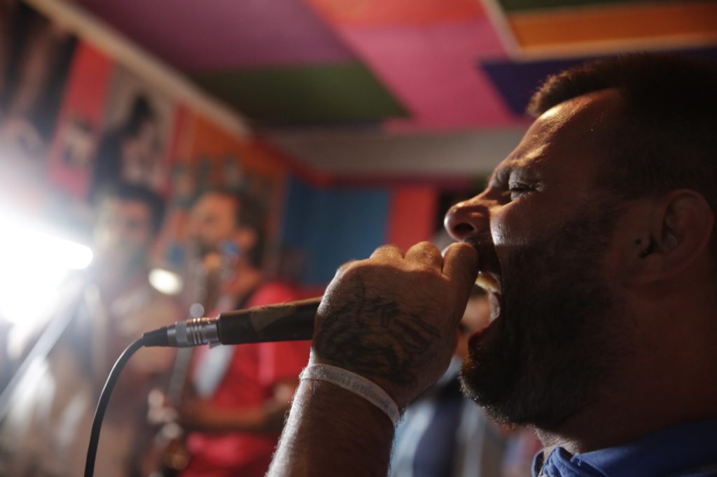 Adrian Baraldo rehearses with his band. (Photo: Frederick Bernas)